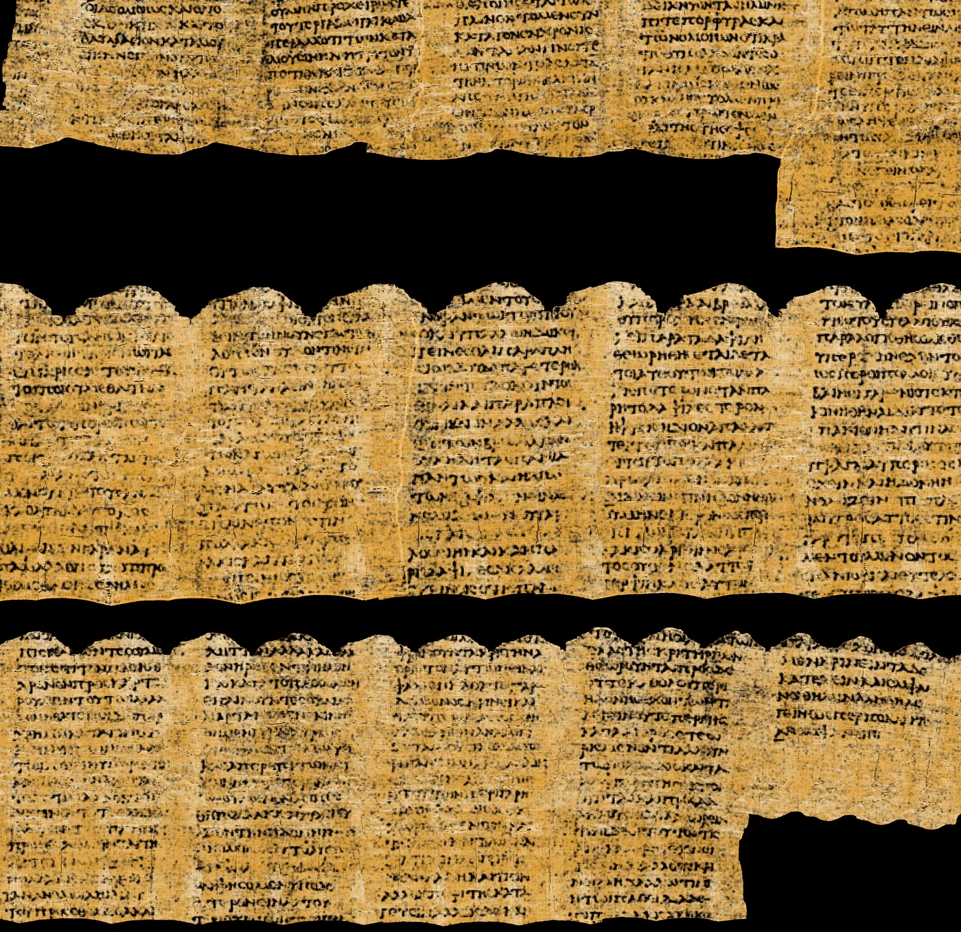 החלקים שפוענחו מתוך המגילה. במקור מפרויקט וסוויוס
