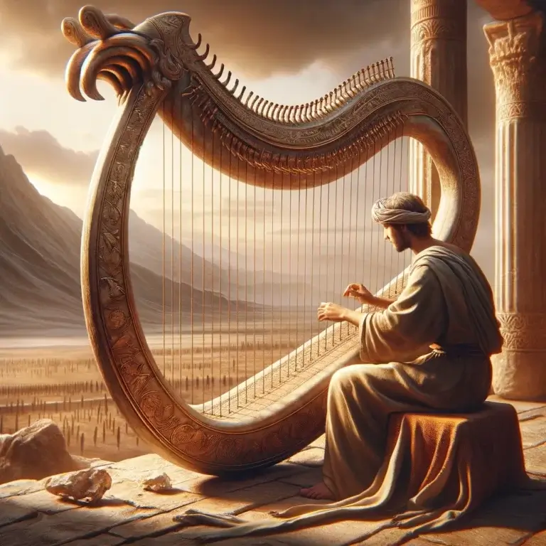 A harp player from the time of the Bible. Credit: The Science website, via DALEE. The image is for illustration only and should not be considered a scientific image