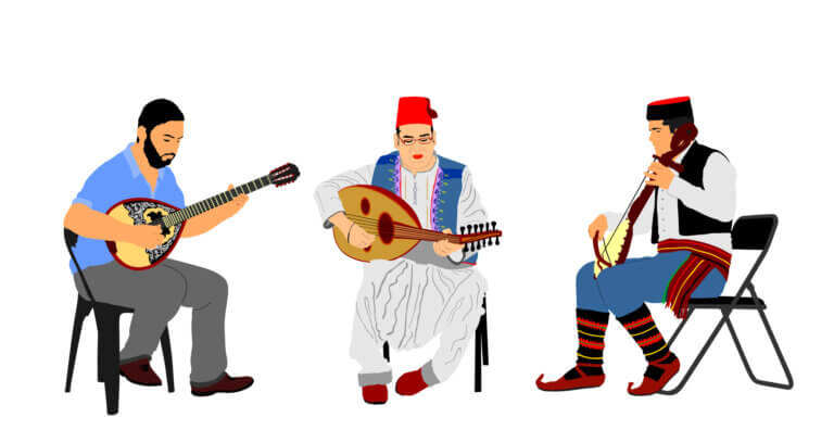 فرقة من عازفي البزوقي من البلقان. الرسم التوضيحي: موقع Depositphotos.com