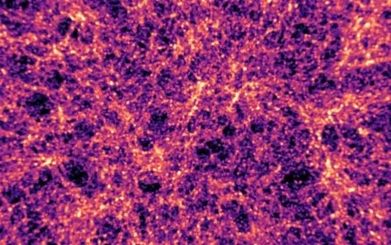 خريطة المادة في الكون مستمدة من المحاكاة. الائتمان: نيال جيفري وآخرون