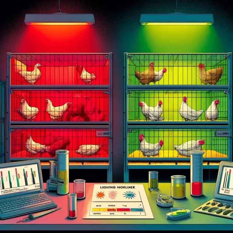تأثير أنواع الإضاءة على الجهاز التناسلي للدجاج. الصورة من إعداد دالي وليست صورة علمية