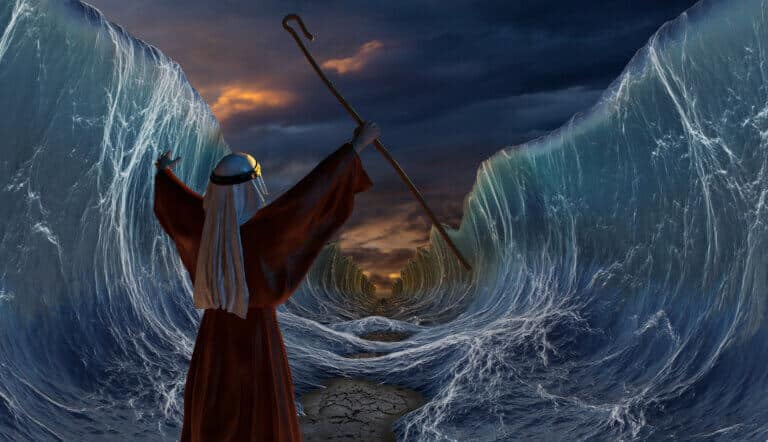 Moses during the splitting of the Red Sea. Illustration: depositphotos.com