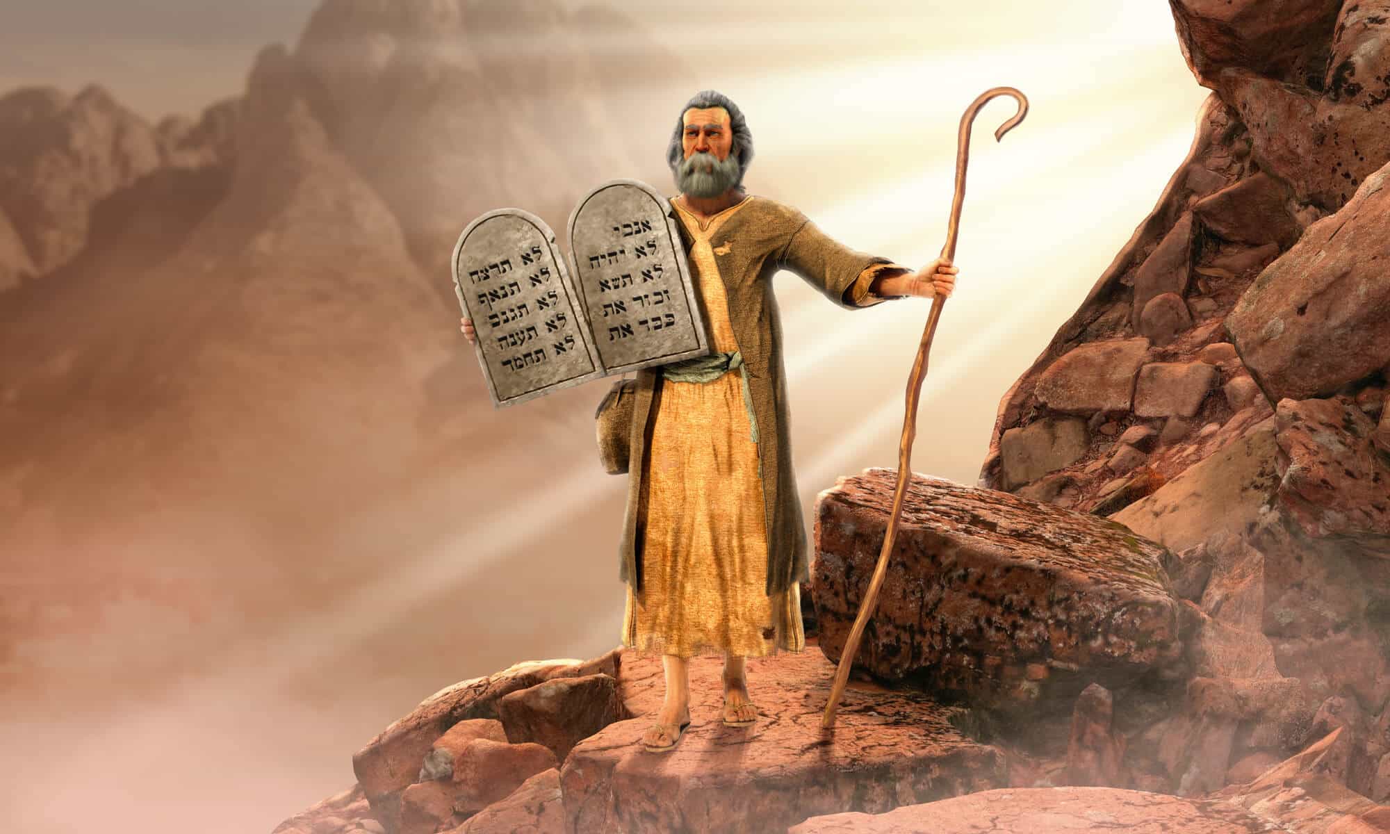 Moshe holds the tablets with the Ten Commandments engraved on them. Moses was discovered and adopted by Pharaoh's daughter. Illustration: depositphotos.com