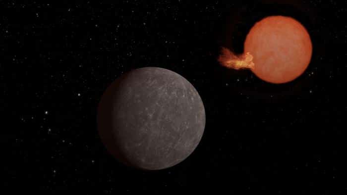 תצוגה אמנותית של כוכב הלכת SPECULOOS-3 b המקיף את השמש שלו. כוכב הלכת הוא בגודל של כדור הארץ, בעוד השמש שלו גדול מעט יותר מצדק, אך הרבה יותר מסיבי. קרדיט: NASA/JPL-CALTECH