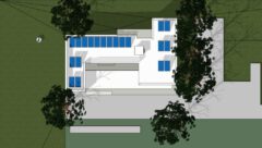 The winning proposal in the hackathon at a glance. Photovoltaic panels are installed on the roof. Imaging courtesy of the multidisciplinary team