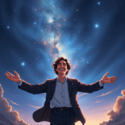 يمد كارل ساجان كفيه نحو الكون، في محاولة لإنشاء صورة باستخدام الذكاء الاصطناعي.