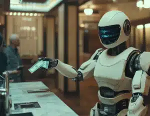 الروبوت يوزع المال. الرسم التوضيحي: الدكتور روي سيزانا