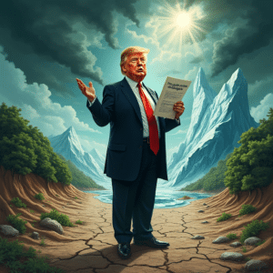 قد يؤدي انتخاب ترامب إلى تفاقم أزمة المناخ. رسم توضيحي: آفي بيليزوفسكي عبر FLUX