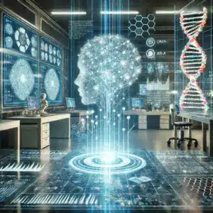 الذكاء الاصطناعي يفك رموز الجينوم. تم إعداد الرسم التوضيحي باستخدام DALEE وليس صورة علمية