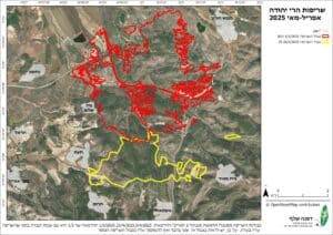 מיפוי השריפות בהרי יהודה באפריל ובמאי 2025. באדיבות דפנה שלף