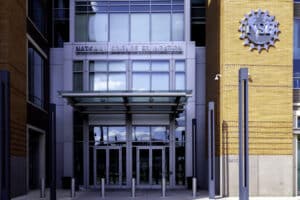The entrance to the National Science Foundation building. Employees received a sudden evacuation order. Illustration: depositphotos.com