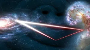 With LISA, ESA plans to capture gravitational waves from space, using a triangle of spacecraft separated by millions of kilometers – and unlock cosmic secrets we've never seen before. Credit: ESA
