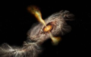Ammonia gas falls into an adsorption disk and feeds HW2 in Capouse A. Credit: NSF/AUI/NSF NRAO/B. Saxton