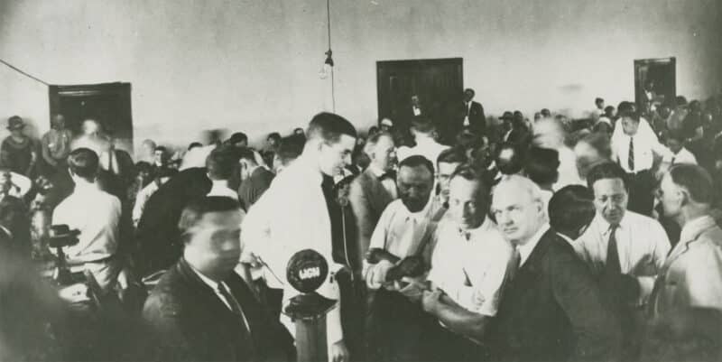 משפט הקופים (משפט סקופס), יולי 1925 בדייטון טנסי. קרדיט: ספרית הקונגרס, וושינגטון די.סי