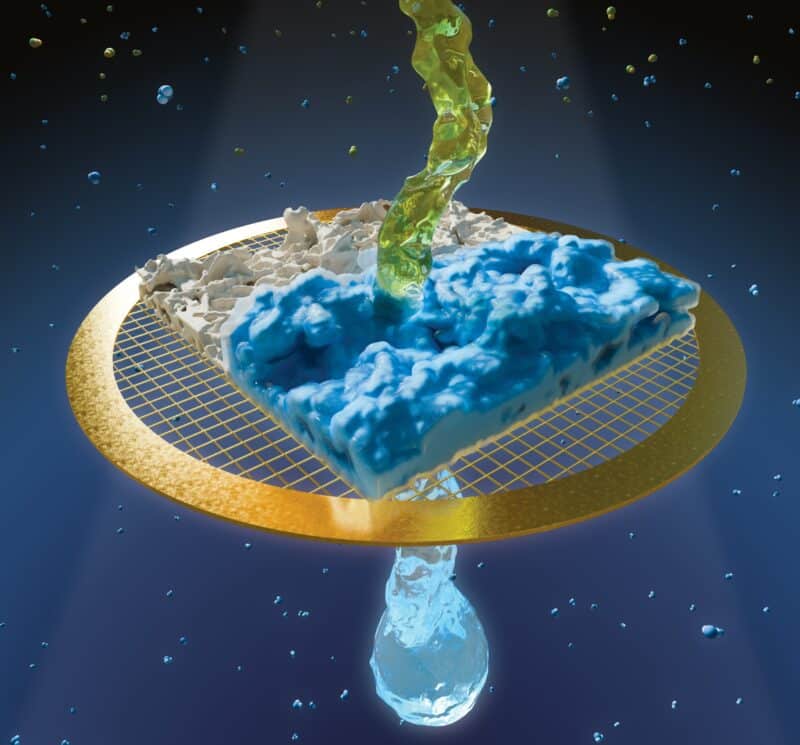 In the figure: A demonstration of the change that occurs in the membrane as a result of water flowing through it. Photo: Technion Spokesperson