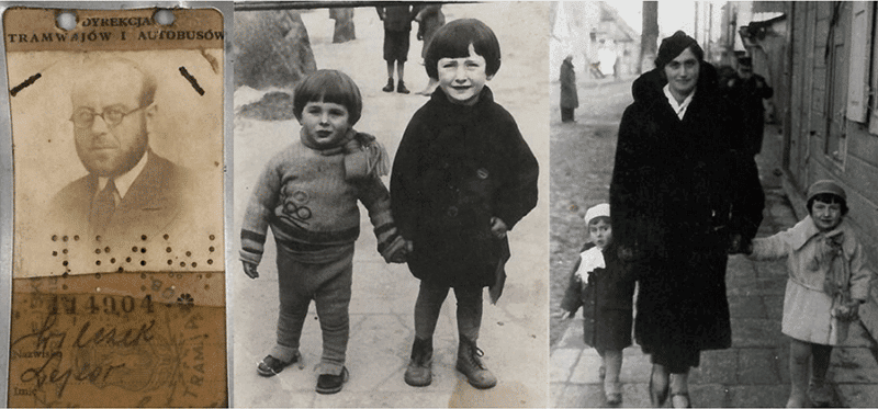 ילדות בתנאים קשים. מאיר ואחותו שרה בוורשה ב-1937 (בתמונה האמצעית) ועם אמם רחל בוורשה ב-1938. משמאל: האב אליעזר וילצ'ק לפני מלחמת העולם השניה | מקור: אתר יד ושם. 