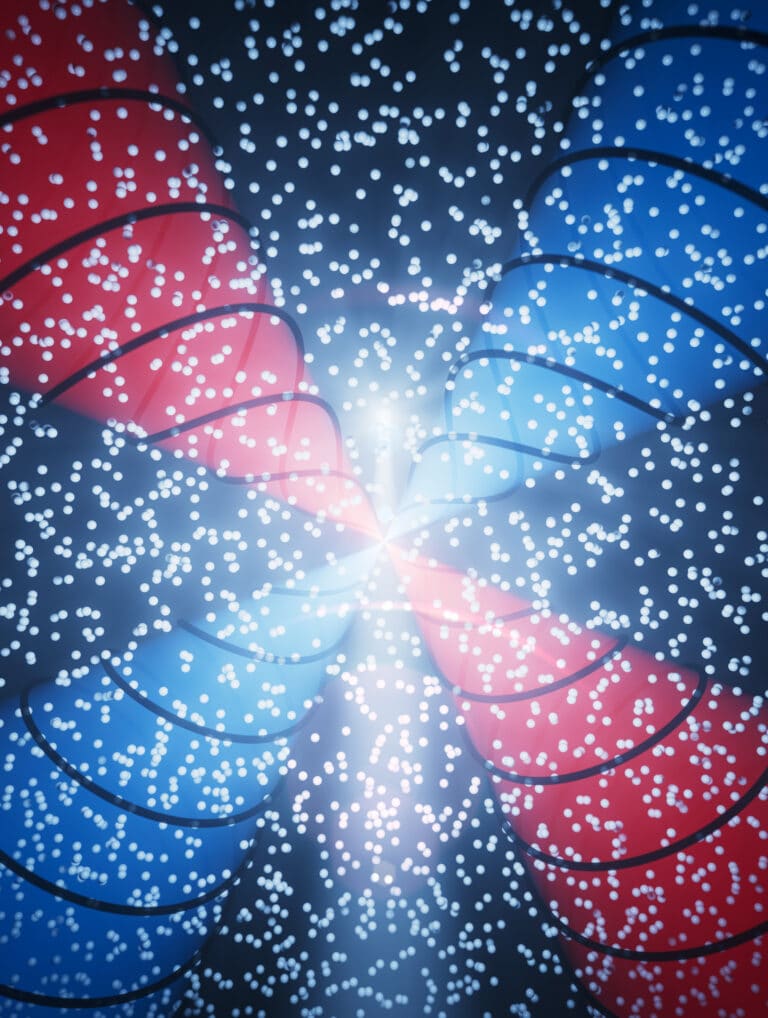 איור: אפקט נעילת ספין של הפוטונים שמפוזרים מננו-חלקיקים בתוך נוזל הנעים אקראית בגלל תנועה בראונית. באדיבות פרופ' ארז חסמן, הטכניון