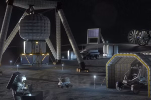 رسم توضيحي لنشاط التعدين على سطح القمر. حقوق الصورة: ناسا