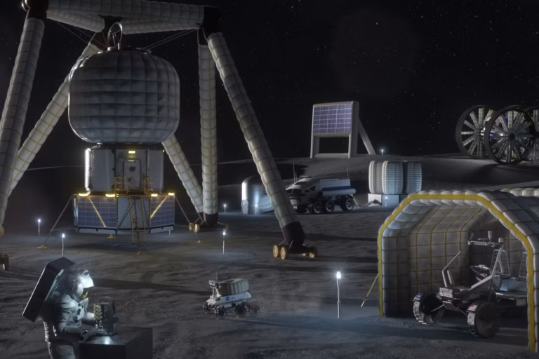 איור של פעילות כרייה על הירח. קרדיט: NASA