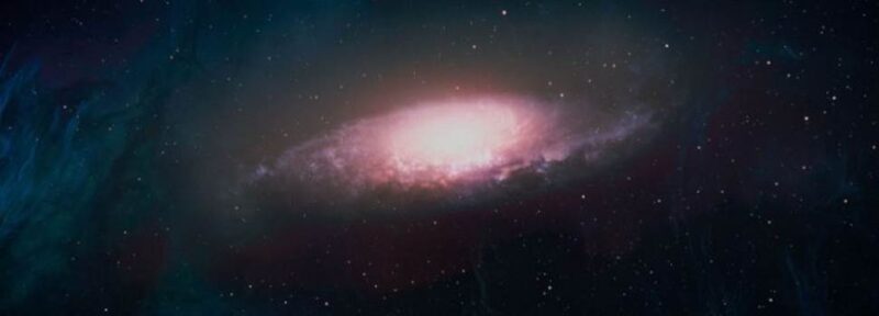 התרשמות אמן של קוואזר בהיר שהזוהר שלו כמעט מאפיל על הגלקסיה שבה הוא נמצא. קרדיט: Dimitrios Sakkas (tomakti), Antonis Georgakakis, Angel Ruiz, Maria Chira (NOA)