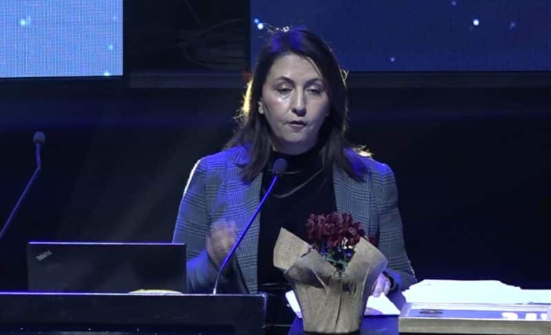 Minister of Innovation, Science and Technology Gila Gamliel at the 21st Ilan Ramon Space Conference, January 28, 2026. Screenshot from a video by the Ministry of Science