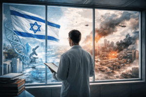 حالة العلوم الإسرائيلية لعام 2025 رسم توضيحي: آفي بيليزوفسكي عبر دالي