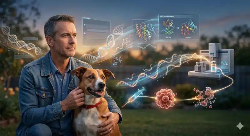 האיש שריפא את הכלבה שלו מסרטן – בעזרת צ'אט-GPT. איור: ד"ר רועי צזנה