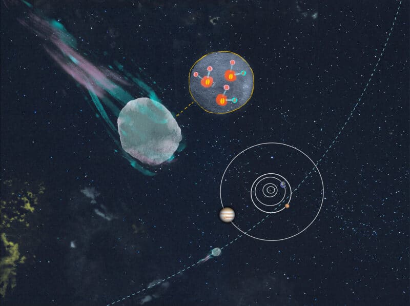 מחקר חדש על השביט הבין־כוכבי 3I/ATLAS בהובלת אוניברסיטת מישיגן מראה כי המים שבו מכילים שיעור גבוה במיוחד של דאוטריום. צורה זו של מימן נדירה יחסית במערכת השמש שלנו, ומאפשרת לחוקרים להפיק תובנות חדשות על תהליכים פלנטריים המתרחשים במקומות אחרים בגלקסיה. קרדיט: U-M News / Hans Anderson