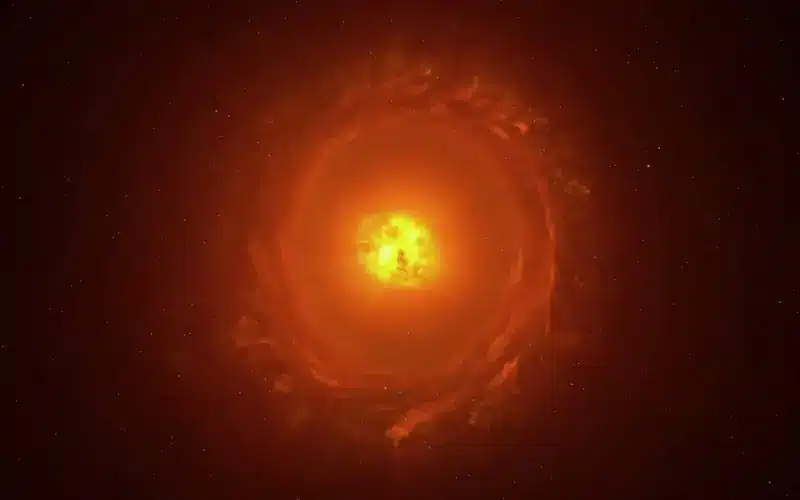 הכוכב הצהוב WOH G64 שעשוי להפוך לסופרנובה. Credit: ESO / L. Calçada, CC BY