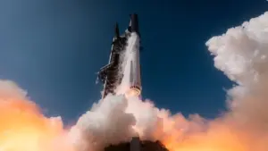 Starship V3 launches from Starbase in Texas on the 12th test flight of the Starship system. Credit: SpaceX