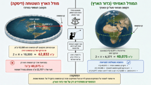 Explanation of the difference between the length of the equator in a flat world versus a spherical world. Illustration: Avi Blizovsky via DALEE