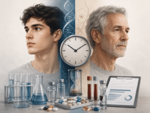 Tech entrepreneurs and influencers are combining drugs, supplements and experimental treatments in an attempt to slow aging. To date, none of these protocols have been proven to extend the lives of healthy people. Illustration: The News website using AI