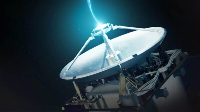 הדמיית אמן של PexT משדר נתונים. קרדיט: NASA/Morgan Johnson