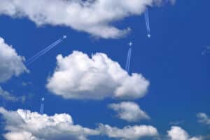 Cloud seeding, Chemtrails. Illustration: depositphotos.com.